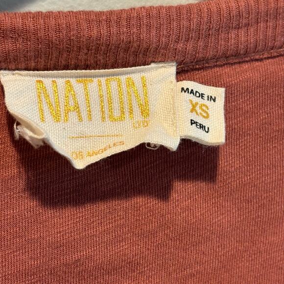 Nation LTD Lelita Dusty Pink Ruffle Front Long Sleeve Tee - size XS - Picture 6 of 7